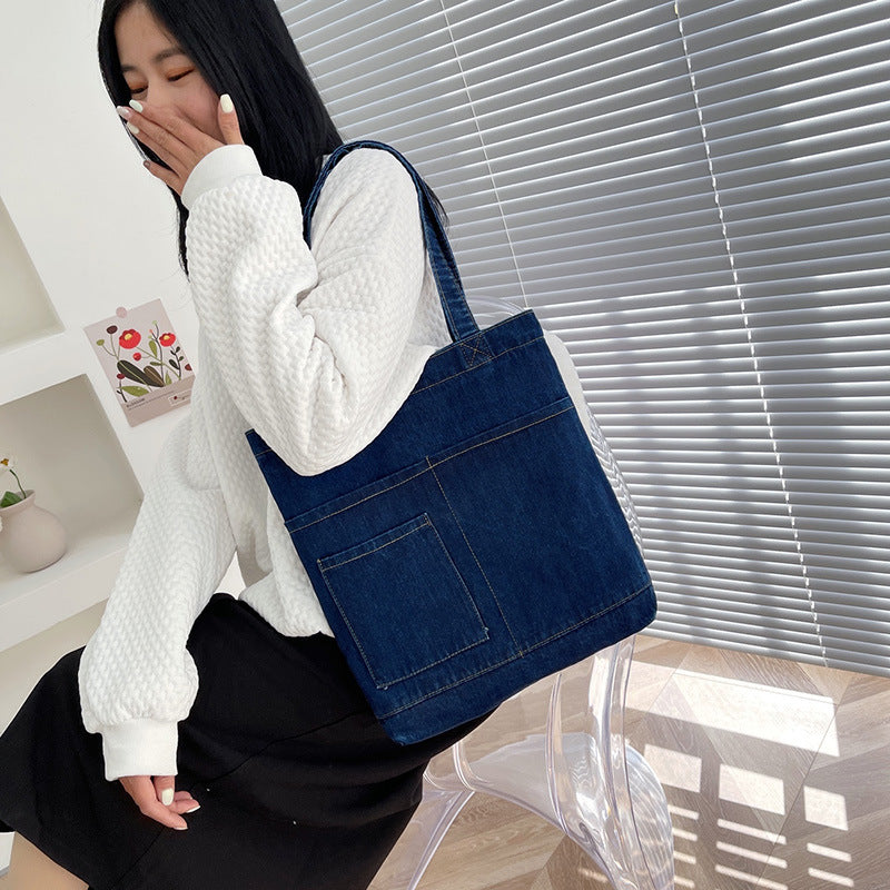 Women's Simple All-match Shoulder Denim Handbag
